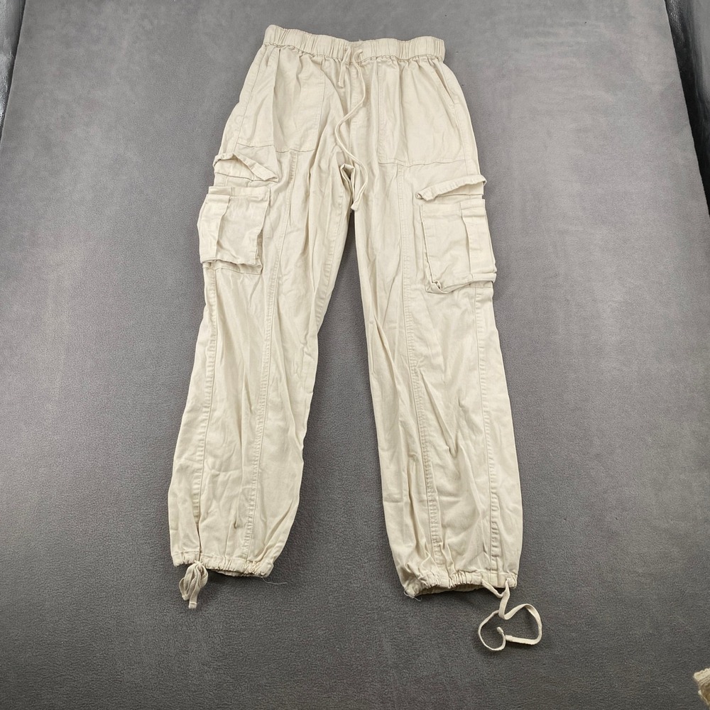 YMI Mid-Rise All Day Cargo Pants Cream Beige Utility Joggers XS
